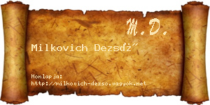 Milkovich Dezső névjegykártya