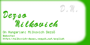 dezso milkovich business card